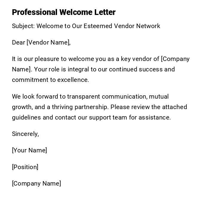 Professional Welcome Letter
