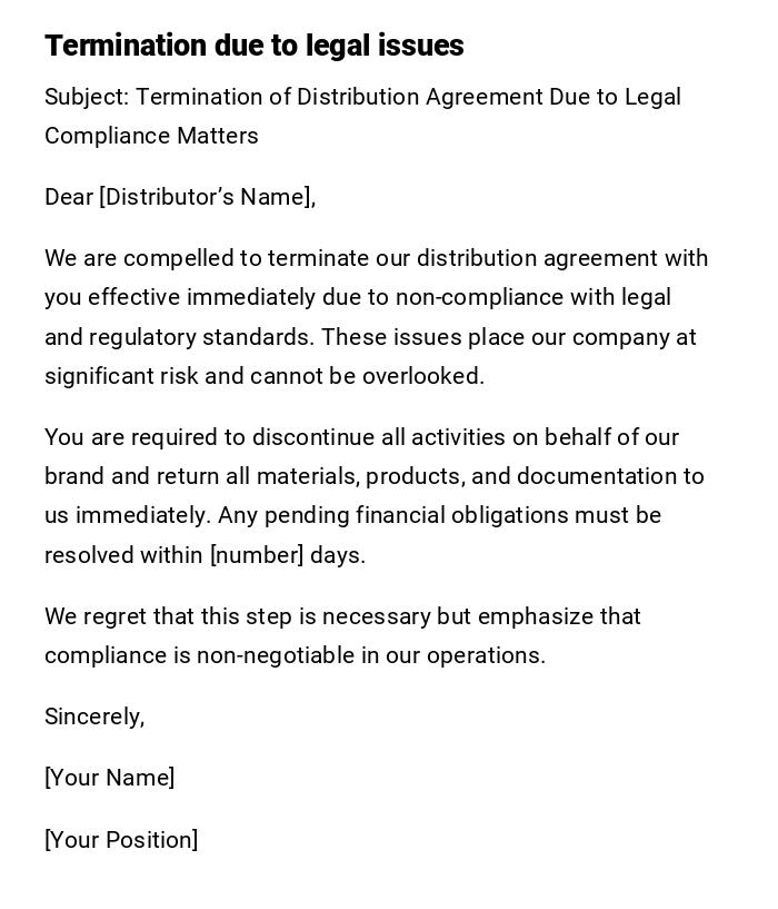 Termination due to legal issues