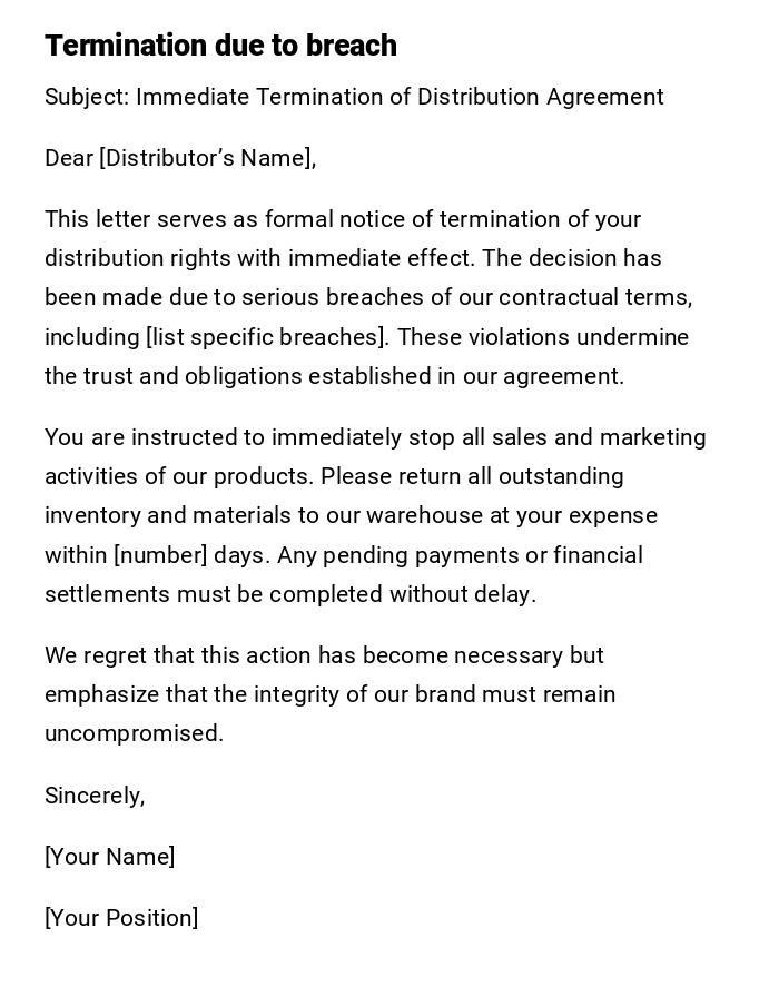 Termination due to breach