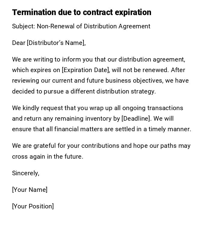 Termination due to contract expiration