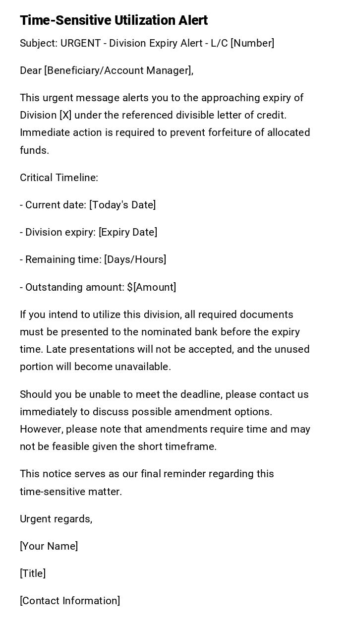 Time-Sensitive Utilization Alert Time-Sensitive Utilization Alert