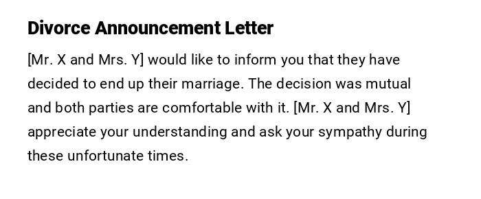 Divorce Announcement Letter