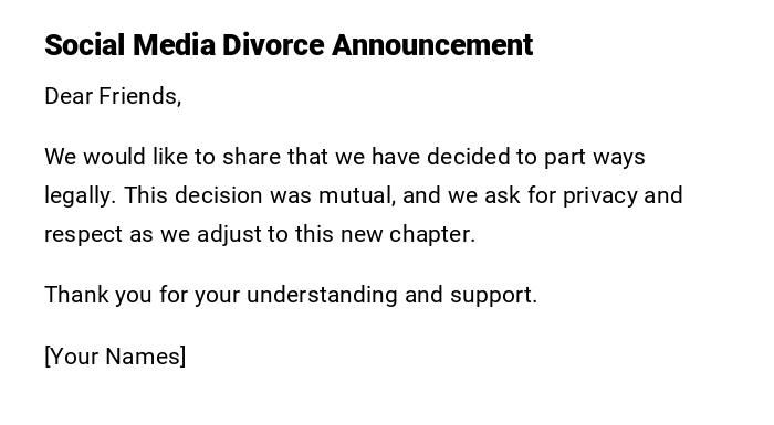 Social Media Divorce Announcement