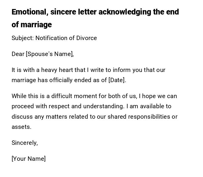 Emotional, sincere letter acknowledging the end of marriage Emotional, sincere letter acknowledging the end of marriage