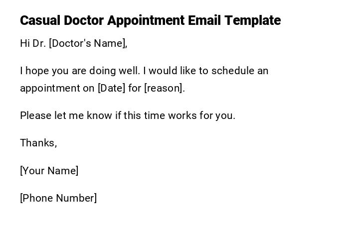 Casual Doctor Appointment Email Template Casual Doctor Appointment Email Template