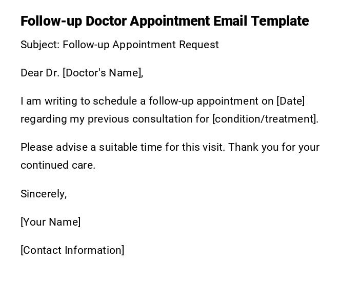 Follow-up Doctor Appointment Email Template Follow-up Doctor Appointment Email Template