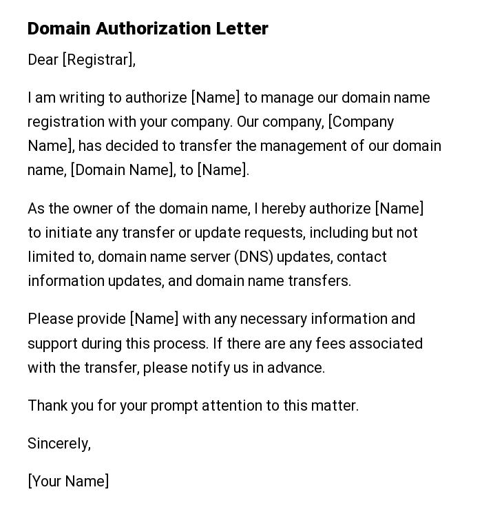 Domain Authorization Letter