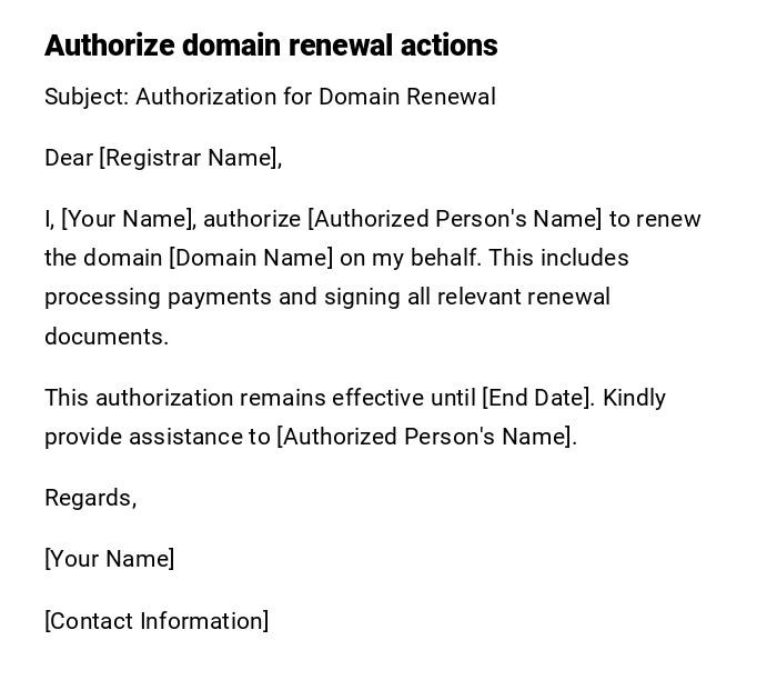 Authorize domain renewal actions Authorize domain renewal actions