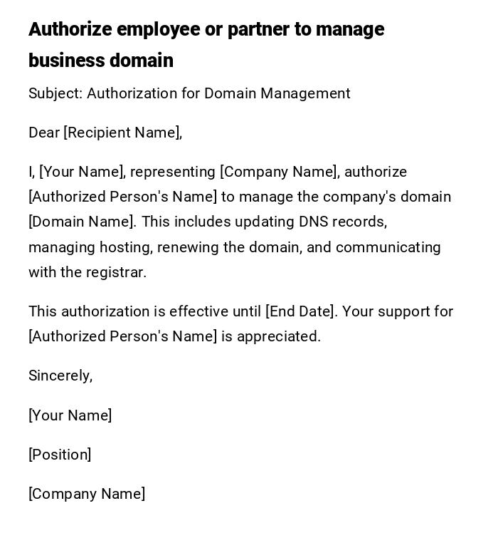 Authorize employee or partner to manage business domain Authorize employee or partner to manage business domain