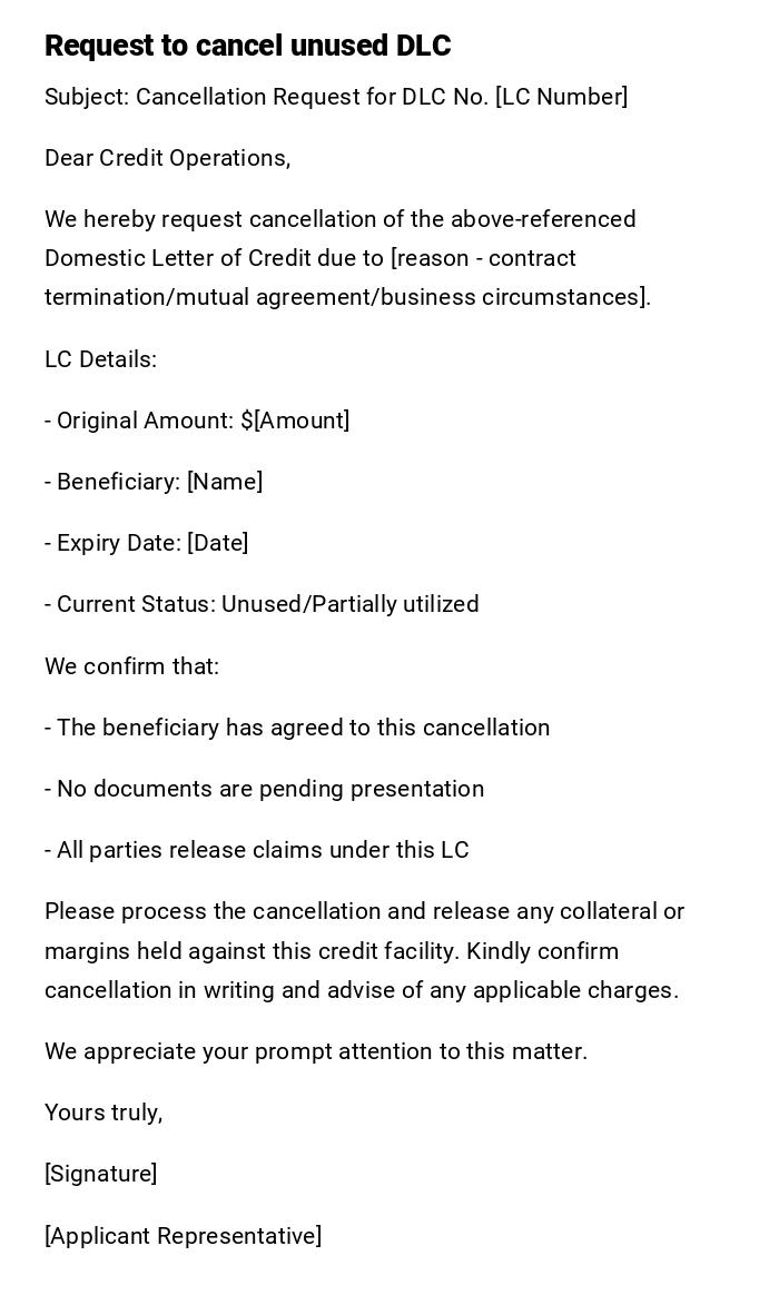 Request to cancel unused DLC Request to cancel unused DLC