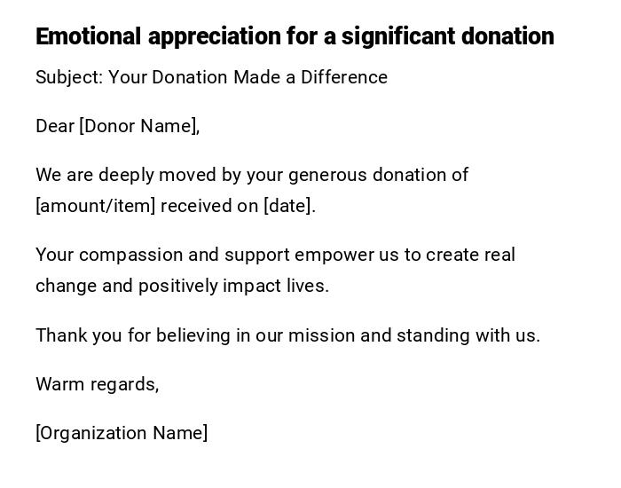 Emotional appreciation for a significant donation Emotional appreciation for a significant donation