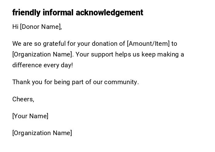 friendly informal acknowledgement friendly informal acknowledgement