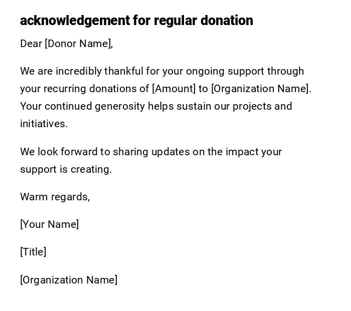 acknowledgement for regular donation acknowledgement for regular donation