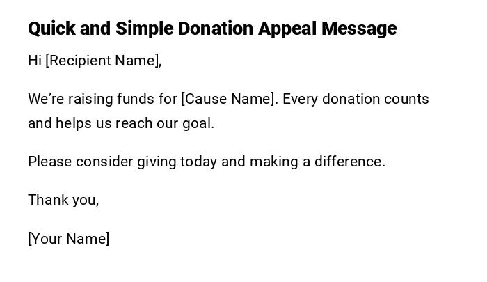 Quick and Simple Donation Appeal Message Quick and Simple Donation Appeal Message
