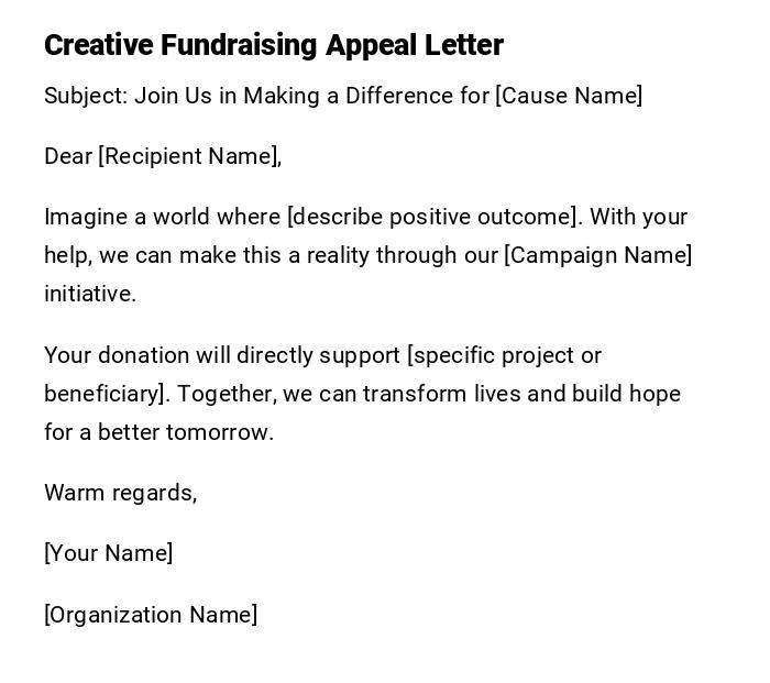 Creative Fundraising Appeal Letter Creative Fundraising Appeal Letter