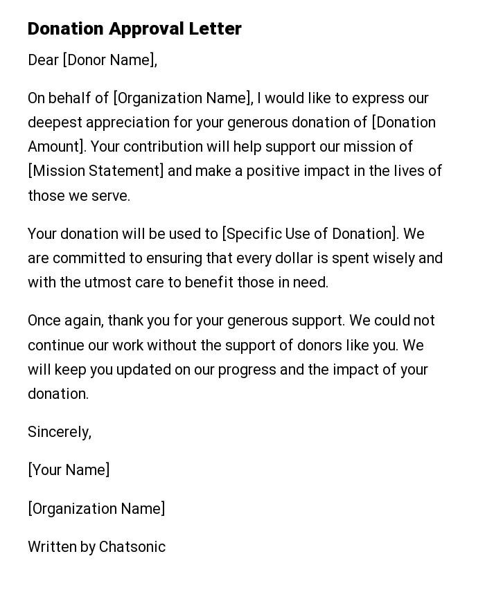 Donation Approval Letter
