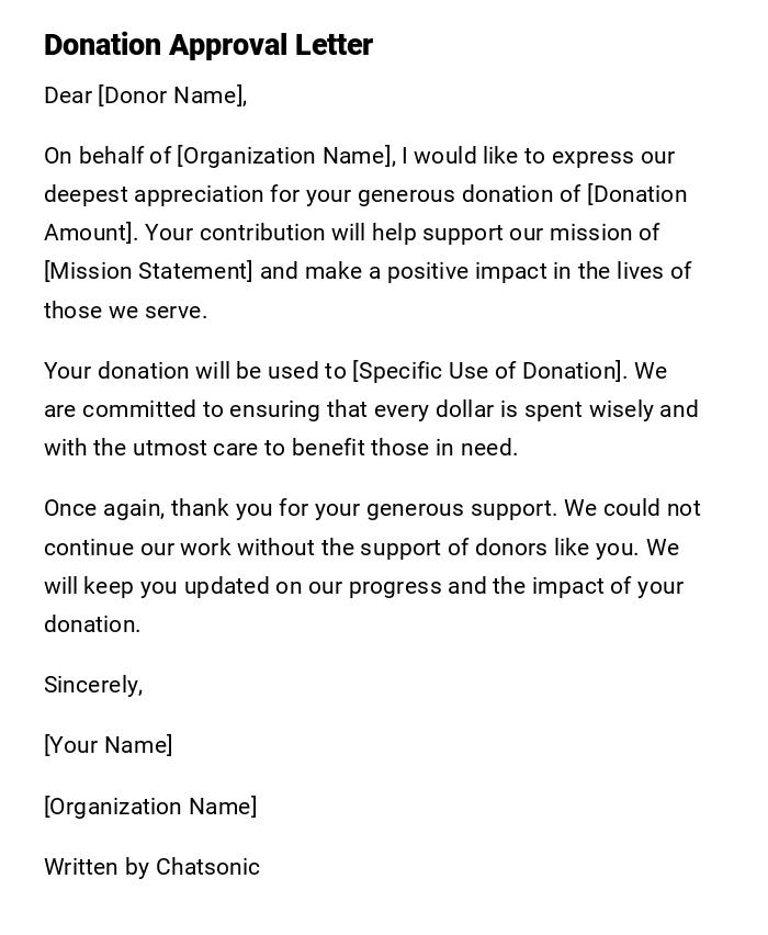 Donation Approval Letter