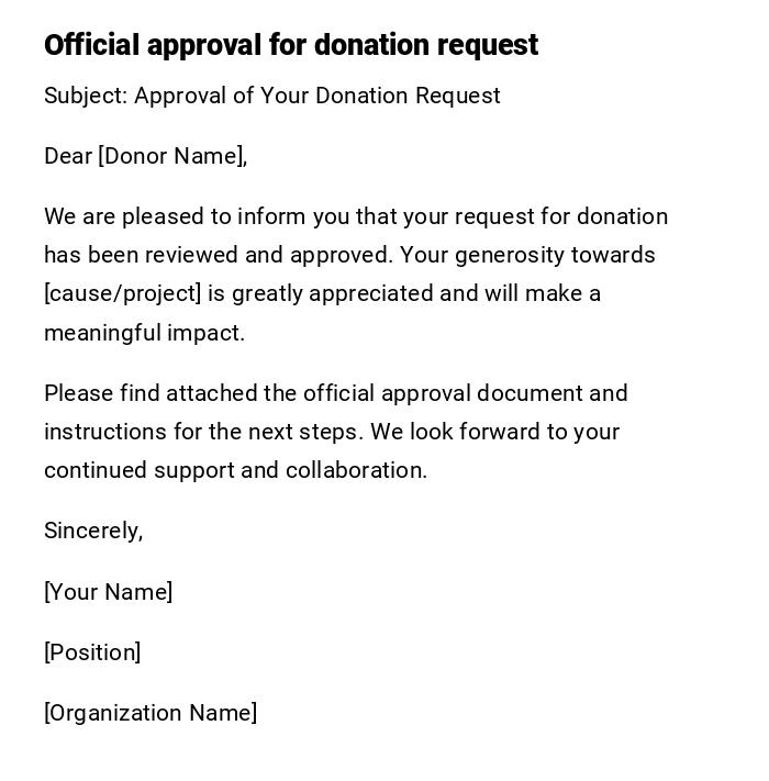 Official approval for donation request