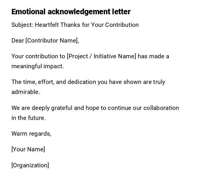Emotional acknowledgement letter Emotional acknowledgement letter