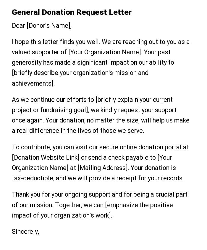 General Donation Request Letter
