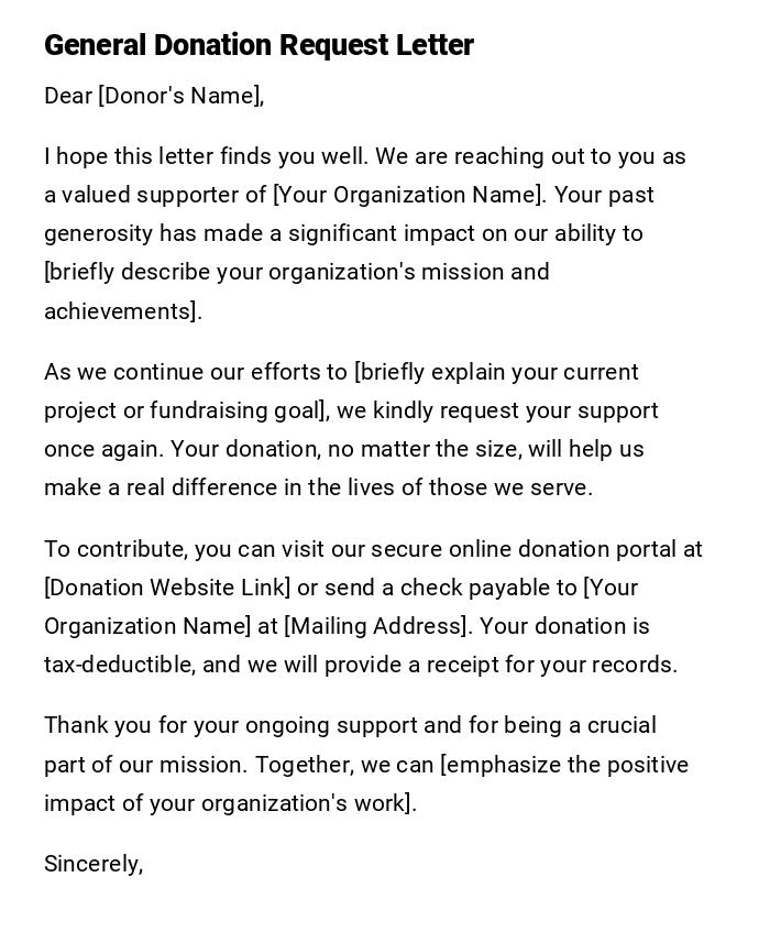 General Donation Request Letter