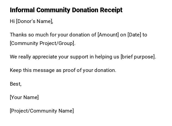Informal Community Donation Receipt Informal Community Donation Receipt