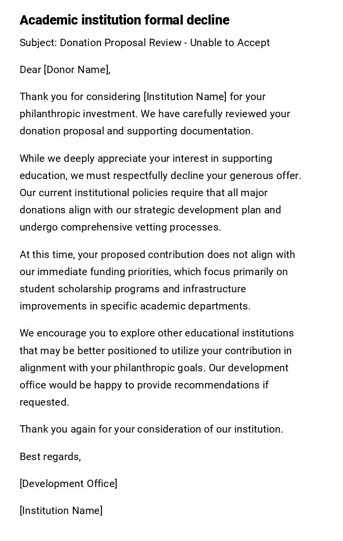 Academic institution formal decline Academic institution formal decline