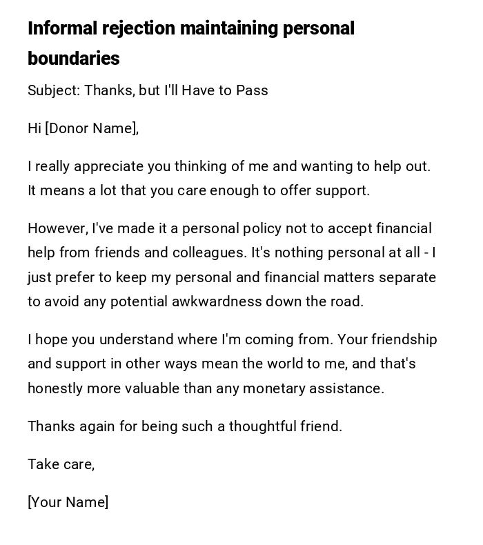 Informal rejection maintaining personal boundaries Informal rejection maintaining personal boundaries