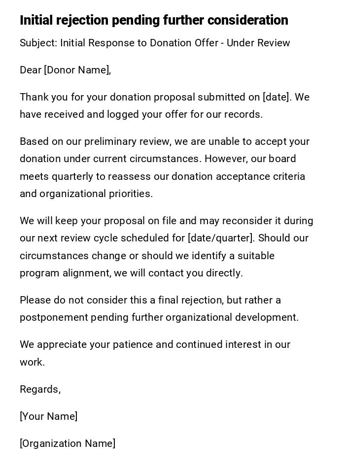 Initial rejection pending further consideration Initial rejection pending further consideration