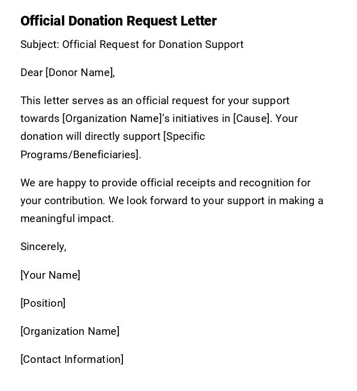Official Donation Request Letter Official Donation Request Letter