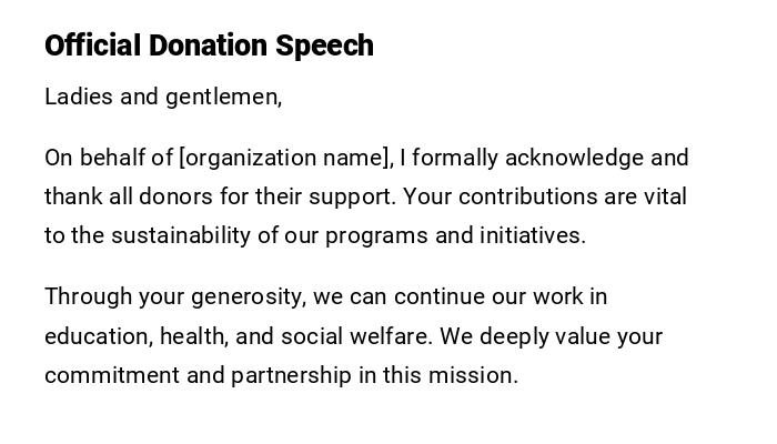 Official Donation Speech