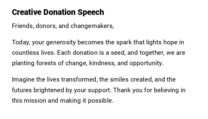 Creative Donation Speech