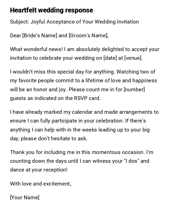 Heartfelt wedding response Heartfelt wedding response