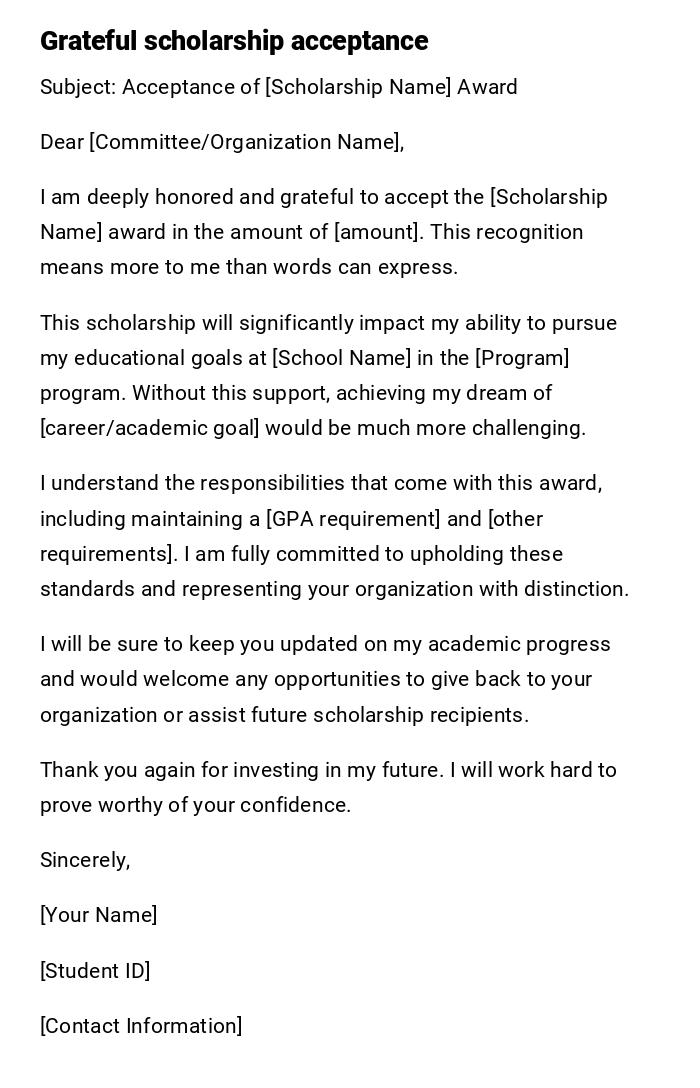 Grateful scholarship acceptance Grateful scholarship acceptance