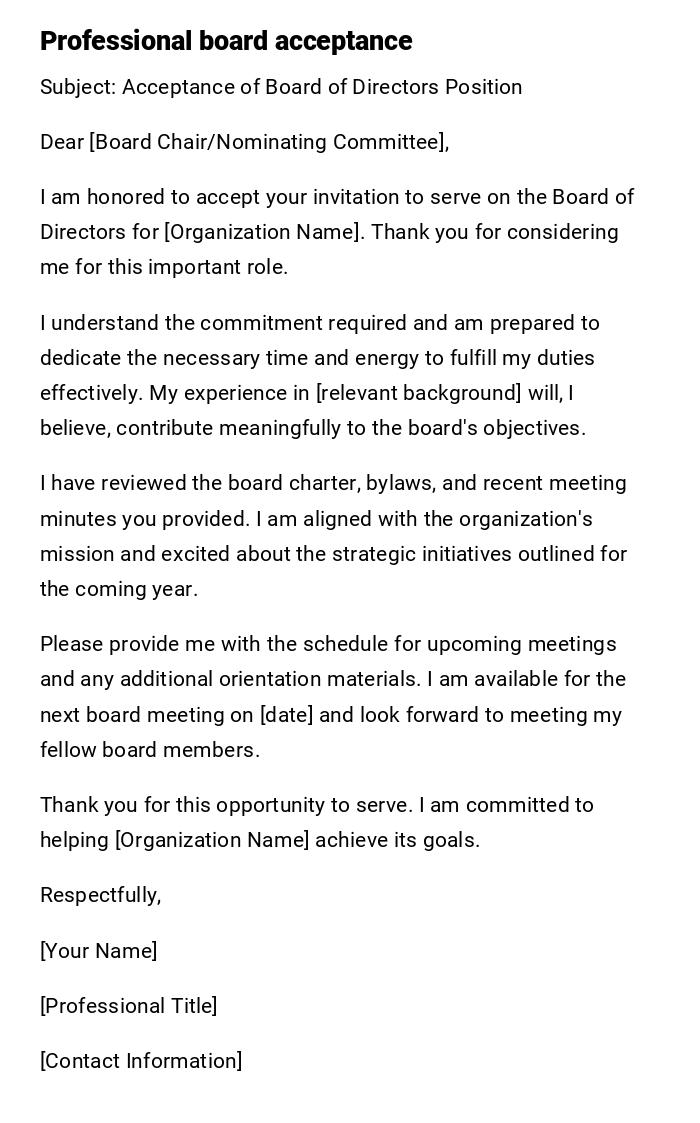 Professional board acceptance Professional board acceptance