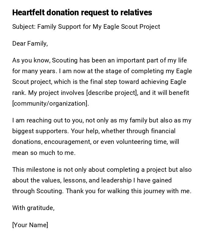 Heartfelt donation request to relatives Heartfelt donation request to relatives