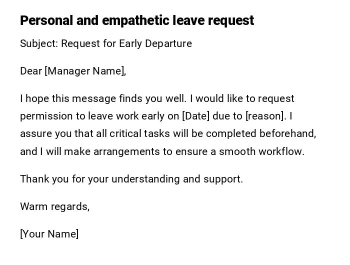 Personal and empathetic leave request Personal and empathetic leave request