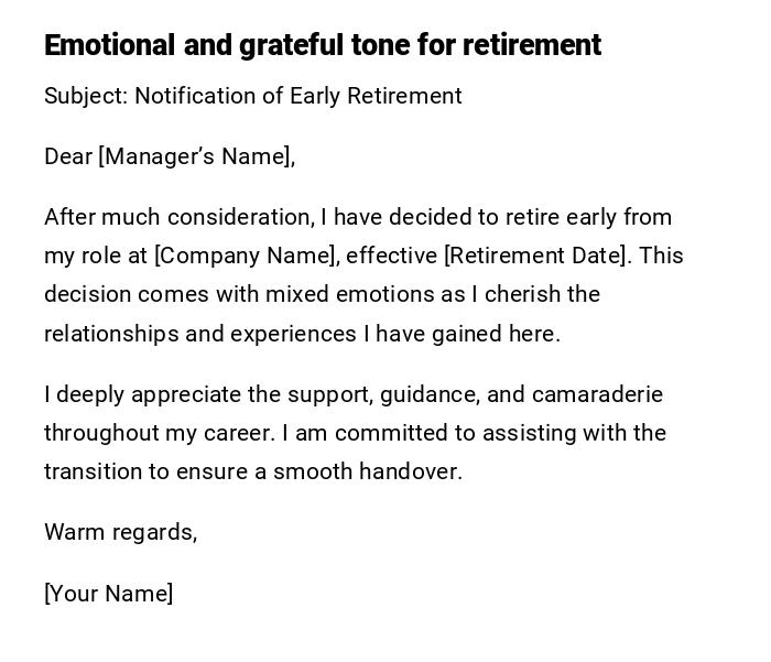 Emotional and grateful tone for retirement Emotional and grateful tone for retirement