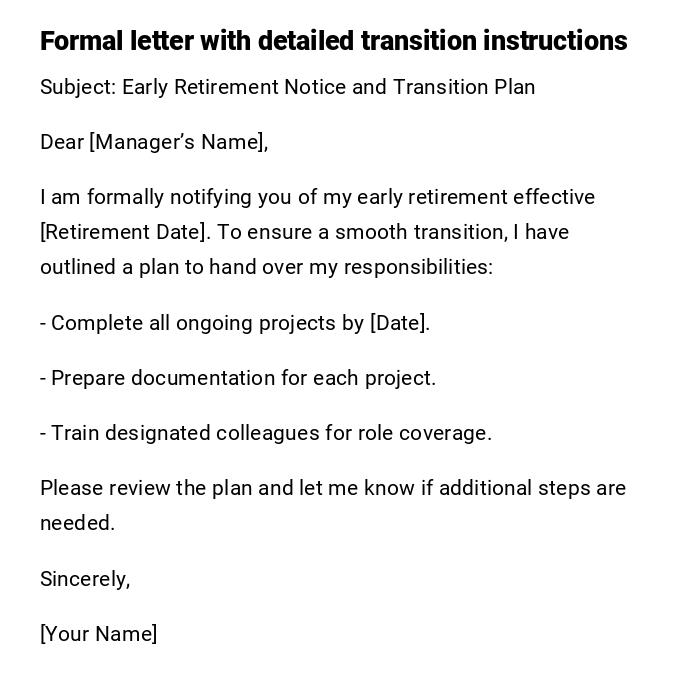 Formal letter with detailed transition instructions Formal letter with detailed transition instructions