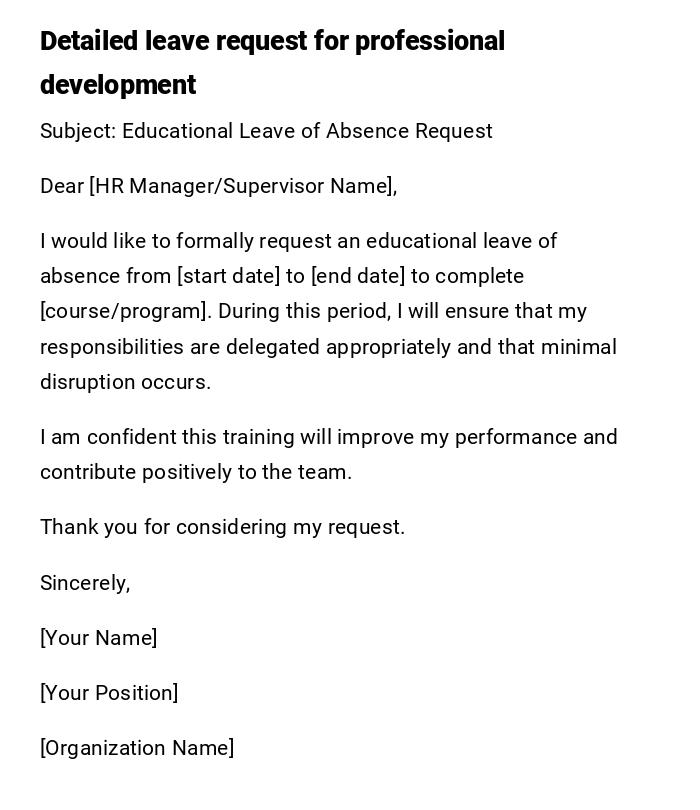 Detailed leave request for professional development Detailed leave request for professional development
