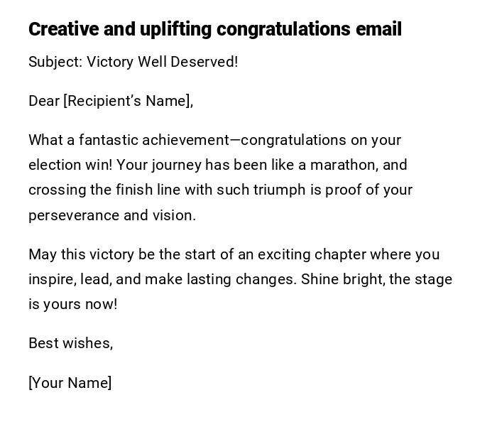 Creative and uplifting congratulations email Creative and uplifting congratulations email