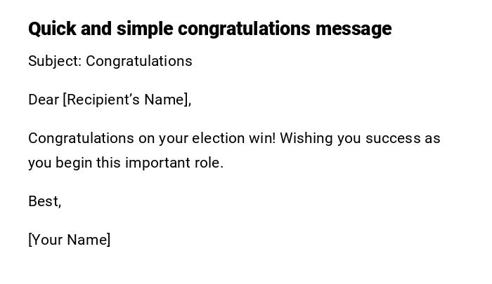 Quick and simple congratulations message Quick and simple congratulations message