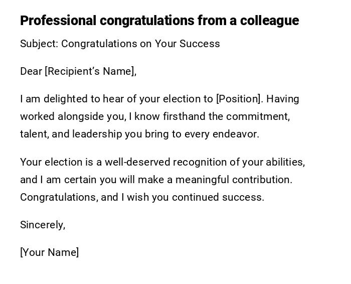 Professional congratulations from a colleague Professional congratulations from a colleague
