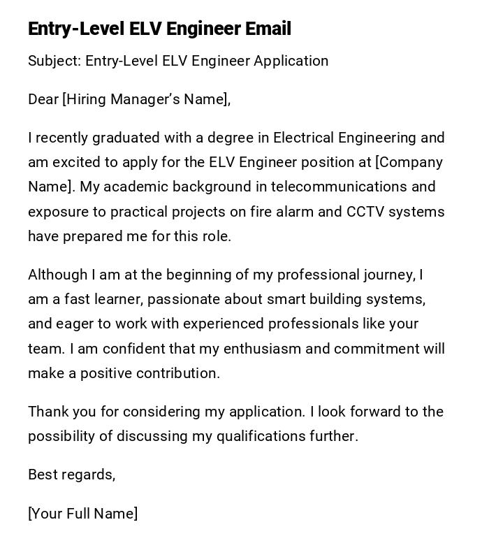 Entry-Level ELV Engineer Email Entry-Level ELV Engineer Email