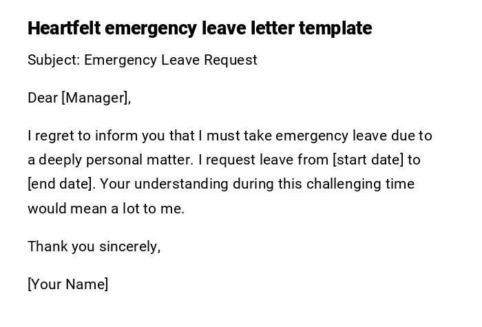 Heartfelt emergency leave letter template Heartfelt emergency leave letter template