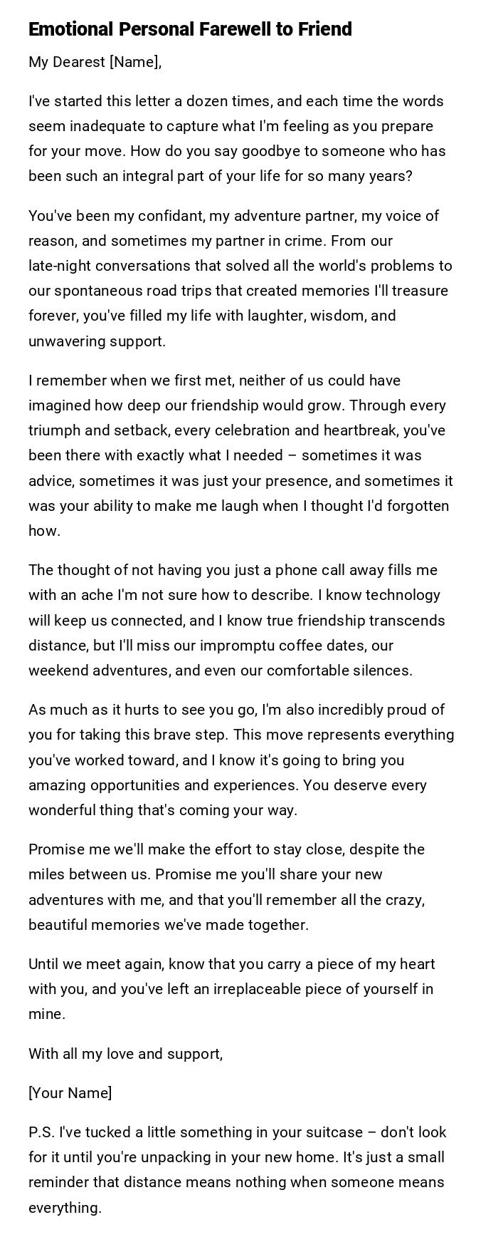 Emotional Personal Farewell to Friend Emotional Personal Farewell to Friend