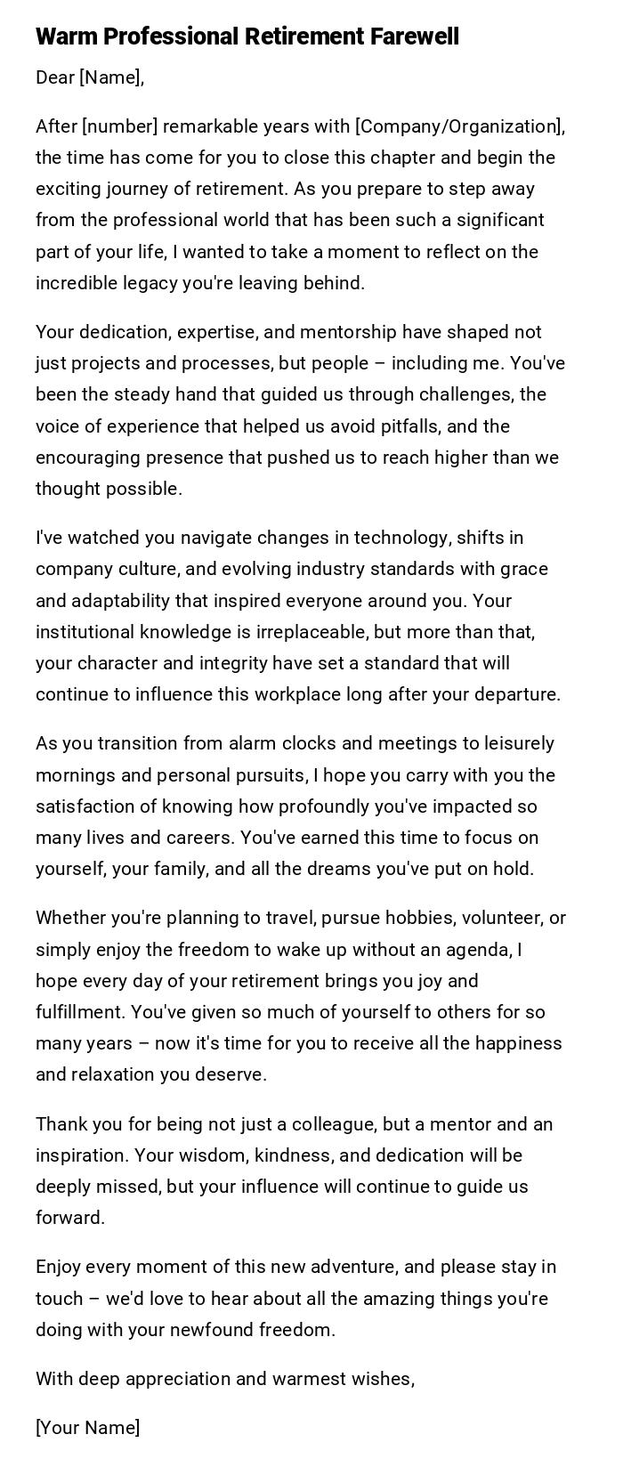 Warm Professional Retirement Farewell Warm Professional Retirement Farewell