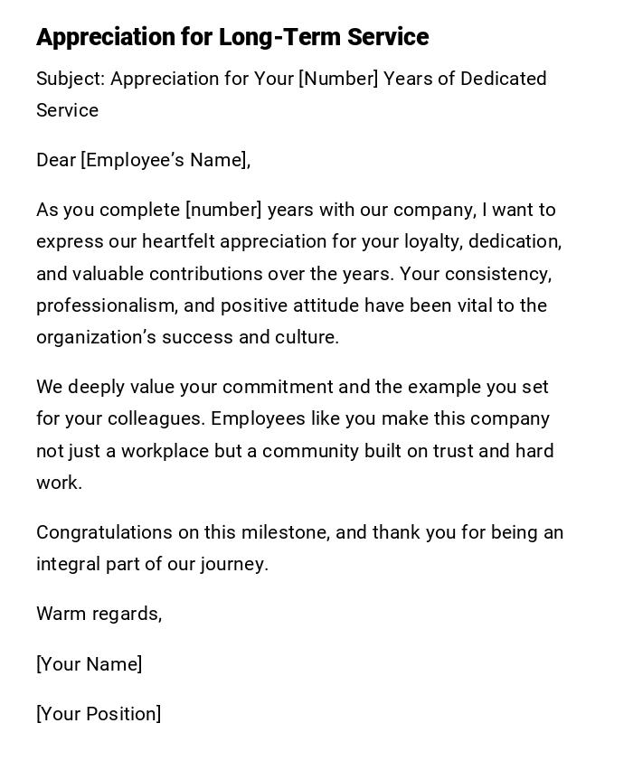 Appreciation for Long-Term Service