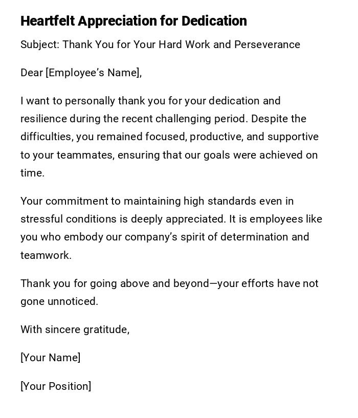 Heartfelt Appreciation for Dedication