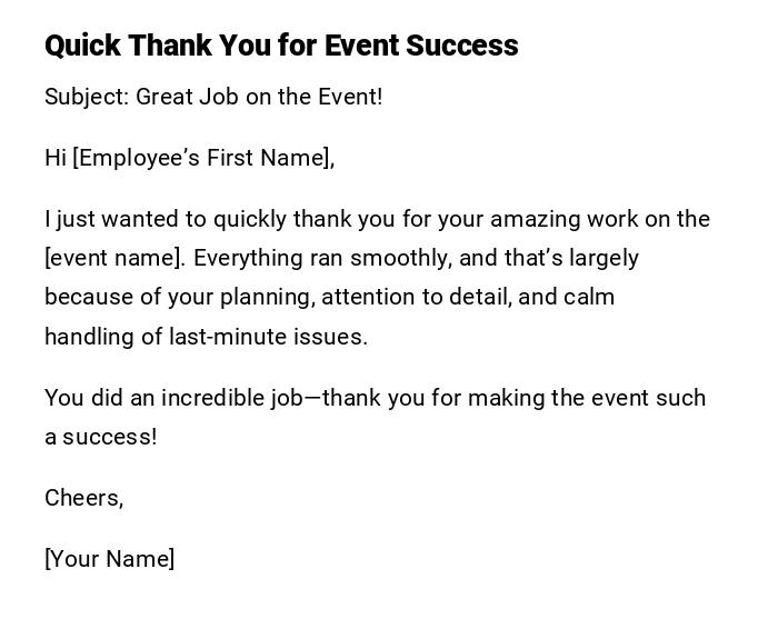 Quick Thank You for Event Success
